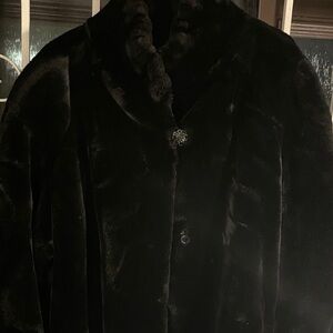 Elegant Black Saks Fifth Avenue Faux Fur Coat